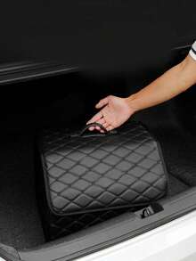 1 pieza Caja organizadora para maletero de coche de gran capacidad, bolsa de almacenamiento multifuncional para herramientas, organizador plegable de cuero PU para almacenamiento de emergencia - caja de almacenamiento - Ver 1
