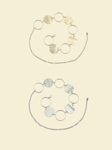 1件装女士金色金属合金圆环装饰腰链，适合秋季、万圣节等场合 - 金色 - 查看 6