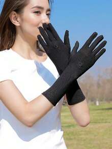 Women's Lightweight Ice Silk Sun Protection Fingerless Gloves, Breathable, Non-Sweating, Long Style, UV Protection For Outdoor Driving - Multicolor - View 3