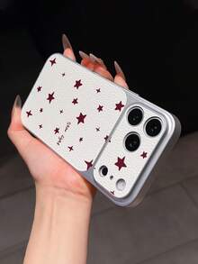 1件裝 銀色紅星閃亮極簡個性化 TPU 防震全包覆手機殼，適用於 Apple 17 16 15 14 13 12 11 Pro Max Air 保護殼 - 彩色 - 查看 4