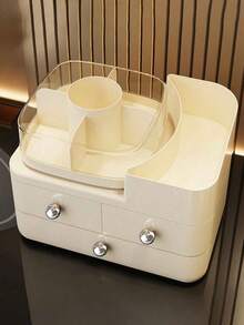 1pc Rotating Desktop Drawer Makeup Organizer, Dust-Proof Large Capacity Vanity Shelf, Suitable For Storing Lipstick And Skincare Products, Makeup Storage Box, Multi-Functional Skincare Product Storage Rack, Women's Gift, Christmas Gift, Creative Gift For Women, Room Decor - Multicolor - View 6