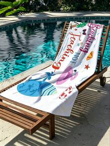 1件夏季海灘主題派對趣味印花毛巾，紅鶴、棕櫚樹與衝浪板圖案，超柔軟超細纖維大毛毯，適合游泳、衝浪、瑜珈、露營與旅行，可水洗便攜海灘用品 - 彩色 - 查看 7