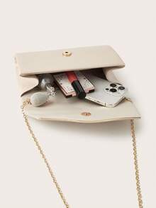 Shiny, Dazzling, Luxurious, Charming, Elegant, Exquisite Large Women's Clutch Evening Bag Ball Handbag With Detachable Chain, Suitable For Weddings, Parties, Balls And Other Occasions, Patent PU Material, Elegant And Fashionable, Suitable For Girls, Women, College Students, New Professionals And White-Collar Workers. - Apricot - View 7