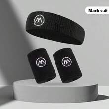 1 Set 3pcs Women's Sports Wristbands Fitness Joint Tendon Sheath Basketball Sprain Volleyball Sweat-Absorbing Towel Wrist Straps Protective Gear 1 Pair Wristbands + 1 Headband, Suitable For Outdoor Sports, Outings, Camping Use. - Multicolor - View 14