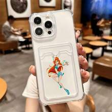 1 unidad Patrón de personaje de hada de dibujos animados Funda para iPhone 17 PRO,Esquinas con airbag antichoque reforzado, tarjetero oculto trasero para tarjetas y carnets. Cuenta con diseño elegante, ideal para uso diario y viajes. - transparente (transparente) - Ver 1