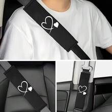 2pcs Car Heart-Shaped Seat Belt Shoulder Pads - Comfortable & Durable All-Season Use, Suitable For Driver & Passenger, Adjustable Seat Belt, Fashionable Car Interior Accessory - A - View 5