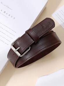1pc Kids Solid Color PU Unisex Belt, Minimalist Daily Pants Decorative Strap - A - View 10