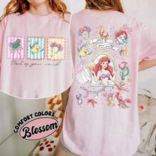 Bow Watercolor  Little Flounder T-Shirt, Disney Princess Ariel Character, "Your World" T-Shirt, Disney World Tour - 1 - 查看 2