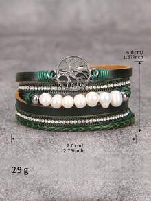 1pc Western Multi-Layer Snake Skin Leather Bracelet, Vintage Turquoise Feather Wide Cuff, Daily Street Wear Versatile Accessory, Carnival Party Halloween Funny Bracelet, Gift For Women Family And Friends - Bracelet - View 11