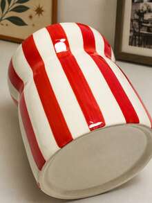 1pc Ceramic Striped Storage Canister, Tableware Organizer, Knife Holder, Eyebrow Pencil Makeup Tool Holder, Multiple Color Striped Patterns, Suitable For Kitchen Storage, Tableware Organization, Home Decor And Holiday Gifts - View 3