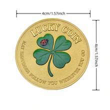 Painted Embossed Lucky Four-Leaf Clover Commemorative Coin, Lucky Coin, 3D Relief Pattern Coin, Unique Collectible Souvenir Lucky Gift, Two Colors Available - Multicolor - View 7