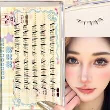 DOUDOUTIAN 50 Clusters Manga Lower False Eyelashes, Natural Lightweight Comic Style Lashes, Reusable Soft Lashes For Daily & Cosplay Makeup - View 9
