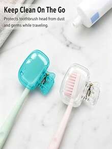 5‑Pack Multi‑Color Transparent Snap‑On Design Transparent Plastic Dust‑Proof Hygienic Portable Toothbrush Head Protective Covers For Travel, Bathroom And Daily Use - Multicolor - View 2