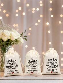 10pcs Beige Drawstring Gift Bags For Spanish Wedding Parties - Ideal For Hangover Recovery Supplies & Post-Party Kit Packaging, Reusable & Durable - Multicolor - View 8