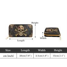 Skull And Bone Design Long Wallet With Zipper, This Multifunctional Handbag Includes Card Slots, Card Holder And Coin Pocket. It Features A Fashionable Double-Sided Pattern, Perfect For Both Men And Women. - Multicolor - View 3