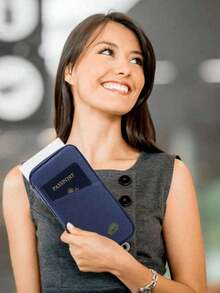 Multifunctional Travel Passport Holder, With Zipper, ID & Bank Card Slots, Phone Compartment - Multicolor - View 3