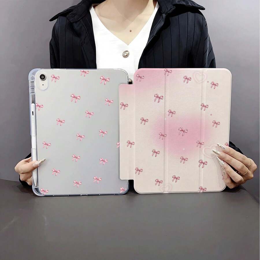 極簡粉色蝴蝶結與愛心平板保護殼,相容 iPad 10代 10.9 吋 2022/Air 13(M3 2025)/Air 11(M3 2025),相容 、Pad、Matepad、Pad、Honor Pad - 彩色 - 查看 1