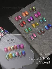 XEIJAYI 10ml 闪亮深海猫眼凝胶指甲油 - 可剥离，UV/LED 可卸，12 种颜色可选，光泽亮丽，适合 DIY 和美甲沙龙使用 - 彩色 - 查看 2