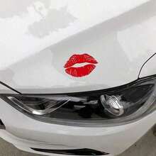 1pc Waterproof Sexy Lip Print Car Sticker Kiss Marks Decal For Rear Side Windows Body Adds Flair To Your Car Or Motorcycle KVHI - Red - View 7