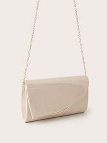 Shiny, Dazzling, Luxurious, Charming, Elegant, Exquisite Large Women's Clutch Evening Bag Ball Handbag With Detachable Chain, Suitable For Weddings, Parties, Balls And Other Occasions, Patent PU Material, Elegant And Fashionable, Suitable For Girls, Women, College Students, New Professionals And White-Collar Workers. - Apricot - View 4