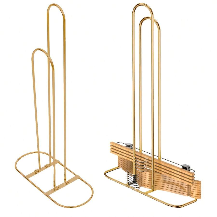 5Pcs Hanger Stacking Organizer Storage Rack Clothes Hanging System Wardrobe Closet Laundry Room Space Saving Solution Heavy Duty Metal Frame Portable Durable Hanger Holder Organizing Clothes Display Stand - View 1
