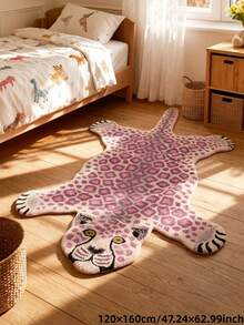 1pc Pink Purple Leopard Shaped Animal Rug - Soft, Super Absorbent, Suitable For Bedroom, Living Room Or Bathroom, Machine Washable, Bathroom Rug, Decorative Rug, Bedroom Decor, Small Rug, Carpet, Home Decor, Living Room Rug, Living Room Small Rug, Bedroom Rug, Living Room Home Decor - Multicolor - View 3