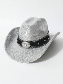 1pc Women's High-Quality Faux Crocodile Embossed Cowhide Leather Band Hat, European & American Style Western Cowboy Hat, Fashionable Minimalist Versatile Jazz Hat, Suitable For Daily Wear, Party, Western Themed Events, Gatherings, Cosplay, Graduation Ceremony, Masquerade Ball, Holiday, Birthday Celebration, Concert - Top Hat - View 10