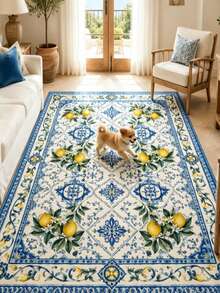 A Lemon-Print Rug, Perfect For A Fresh Summer Look. Suitable For Decorative Rugs, Bedroom Decor, Small Rugs, Home Decor, Living Room Rugs, Small Living Room Rugs, Bedroom Rugs, Living Room Home Decor, Outdoor Rugs, And Washable Rugs. - Multicolor 2 - View 5