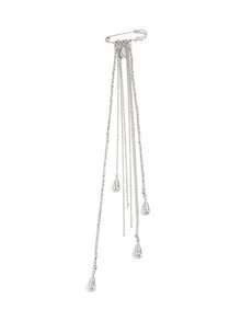 1pc Elegant Geometric CCB Beaded Pendant Tear Drop Tassel Brooch, Suitable For Wedding Party, Vacation, Perfect Gift For Couples, Birthday Surprise - Silver - View 5