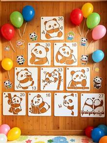 36pcs Panda Shape Hollow Stencils DIY For Wood, Wall, Ceramic, Gift Box, Planner Spray Painting Decoration Tools - Cute Panda - View 7