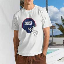 New York Giants Men's T-Shirt, Soft And Stretchy Cotton, Round Neck, Comfortable Slim Fit, Breathable And Durable, Basic For Everyday Wear, Office Or Casual Outings - 白色 - 查看 1