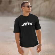 New York Jets Men's T-Shirt, Soft And Stretchy Cotton, Round Neck, Comfortable Slim Fit, Breathable And Durable, Basic For Everyday Wear, Office Or Casual Outings - 黑色 - 查看 2