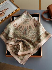 1pc Fashionable 27.56inch Square Headscarf All-Season Scarf New Floral Silk Scarf 70*70cm Square Scarf Luxury Printed Silk Scarf Women's Neck Scarf Casual Polyester - Multicolor - View 5