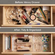 Multiple Combination Transparent Drawer Storage Boxes, Cosmetic Organizer Boxes, Freely Combinable Dividers, Convenient Placement, Organizing Boxes For Office Desk Drawer Bedroom Storage - Clear - View 8