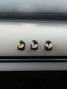 3個/6個裝愛心造型迷你車用掛鉤，高級優雅車內掛鉤，極簡愛心配件，ABS自黏式前置控制台收納掛鉤，卡通便利迷你奢華掛鉤，多功能隱形無痕車用掛鉤 - A - 查看 6