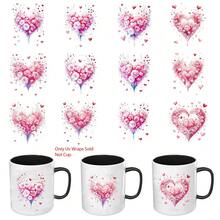 12pcs/Set Patterns Valentine's Day Floral Heart UV DTF Packaging Decals- Self-Adhesive Transfer Paper, Suitable For Mugs, Glasses, Bottles, And DIY Crafts, PVC Material, Romantic Floral HearDesign, Perfect For School Supplies And Art Projects - Multicolor - View 1