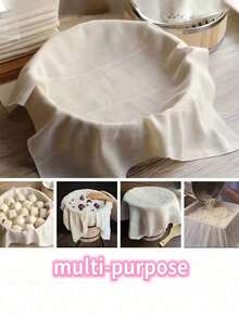 60x60 Inch, Hemmed, Reusable, 100% Unbleached Pre-Cut Cheesecloth, Suitable For Cooking, Cold Brew Coffee Filtration, Cheese Making, Etc. - Beige - View 8