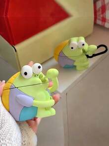 1pc 3D Cute Cartoon Frog Silicone Earphone Protective Case With Metal Carabiner, Shockproof Protective Cover, Compatible With AirPods 2/1/3/4 And Pro/Pro2/Pro3, Portable, Suitable For Airport Travel, Daily Commute And Outdoor Activities, Cute Colorful Frog Shaped Earphone Accessory - Multicolor - View 6