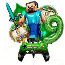 New Square World Steve Pixel World MC Theme Party Digital Balloon Set Birthday Party Decoration Balloons - View 7