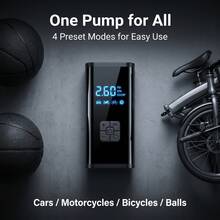 Car Tire Inflator Pump Electric Bicycle Pump, With Digital LCD Pressure Gauge, 150 PSI High Pressure Bicycle Pump, Rechargeable Portable Air Compressor, Automatic Inflation Suitable For Electric Bicycle, Motorcycle, Scooter, Smart Bicycle Pump With LCD Display And Type-C Interface - PR-325 - View 8