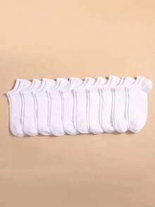 20 Pairs Men's Solid Color Boat Socks, Sweat-Absorbent, Breathable, Comfortable Invisible Socks, Suitable For Daily Wear, Sports, Business, Unisex, All Seasons, Best Gift Choice For Back To School And Holidays, Available In 1 Pair/10 Pairs/20 Pairs - White - View 4