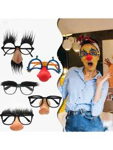 1pc Random Style Funny Glasses, Halloween April Fools' Day Birthday Party Costume Prop, Instantly Ignite Party Atmosphere, Fun Party Gathering Funny Nose & Mustache Glasses Gift, Hilarious Prank Holiday Performance Glasses, Various Styles - One Size Fits All - View 3