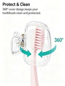 5‑Pack Multi‑Color Transparent Snap‑On Design Transparent Plastic Dust‑Proof Hygienic Portable Toothbrush Head Protective Covers For Travel, Bathroom And Daily Use - Multicolor - View 8