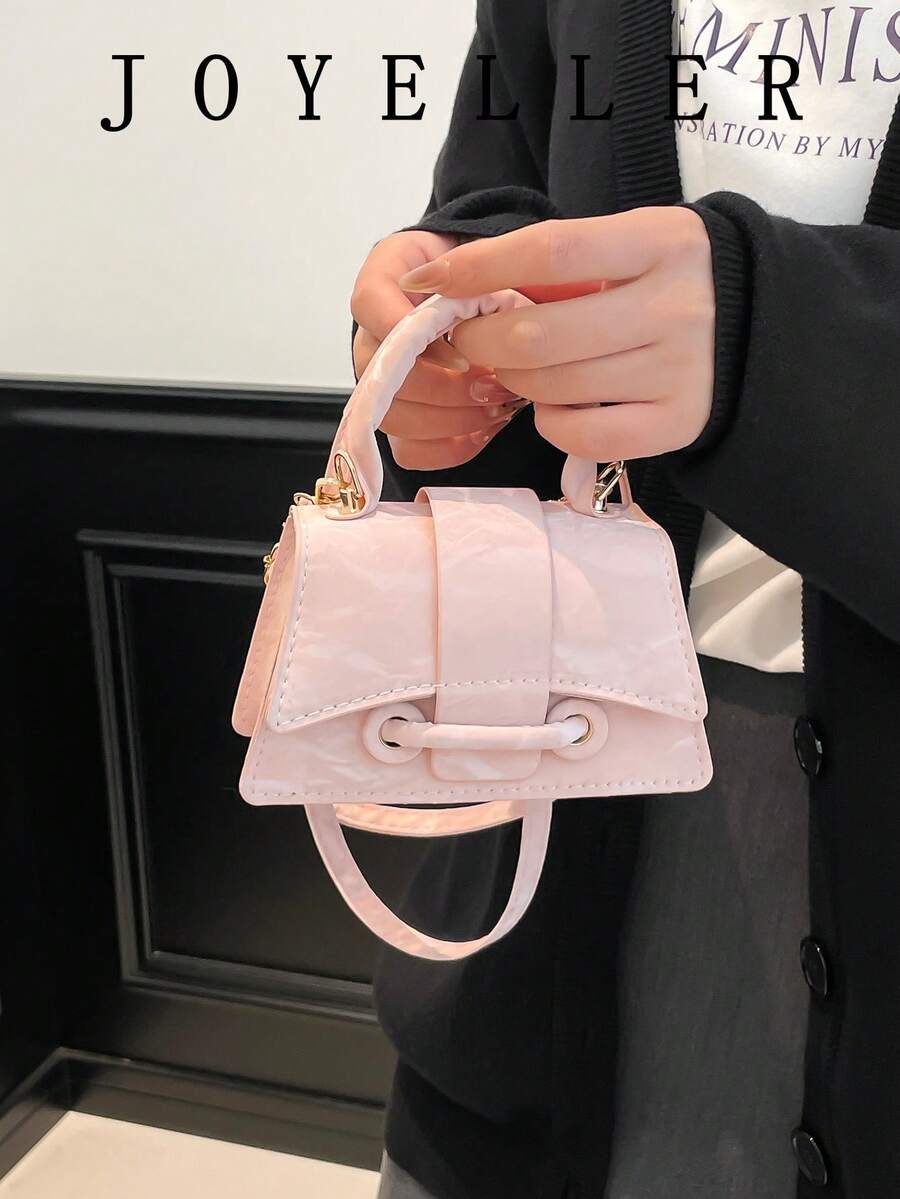 2026 Super Textured Lipstick Case Mini Square Handbag New Solid Color Versatile Tote Bag Women's Bag