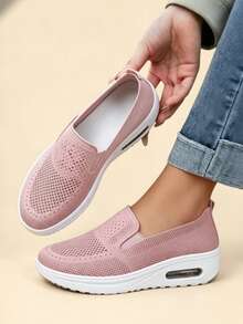 New Women Comfortable Breathable Low-Top Casual Sneakers, Preppy College Style Fashion Vacation Street Wear - 粉色 - 查看 2