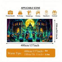 Customize A Halloween Happy And Skull Music Party Garage Backdrop, A Spooky Garage Hanging Backdrop Decoration, A Halloween Backdrop. - Multicolor - View 9