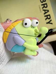 1pc 3D Cute Cartoon Frog Silicone Earphone Protective Case With Metal Carabiner, Shockproof Protective Cover, Compatible With AirPods 2/1/3/4 And Pro/Pro2/Pro3, Portable, Suitable For Airport Travel, Daily Commute And Outdoor Activities, Cute Colorful Frog Shaped Earphone Accessory - Multicolor - View 7
