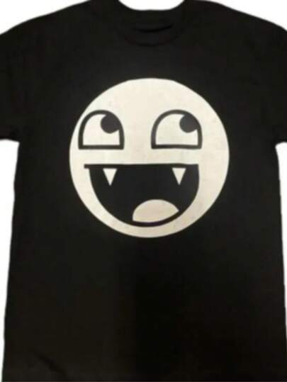 Camiseta Epic Face Vampire Y2K Gótica Emo Escena Tapot Affliction Relajada Suave