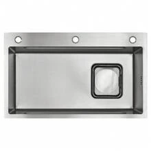 75 X 45 Cm Stainless Steel Inset Sink With Cutting Board, Additional Inner Bowl And Drainer Basket, PVD Coating, Waterfall Waste, Quiet Operation And 3 Tap Holes - 銀色 - 查看 9