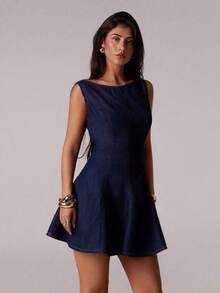 Women Midi Dresses - Blue - View 4